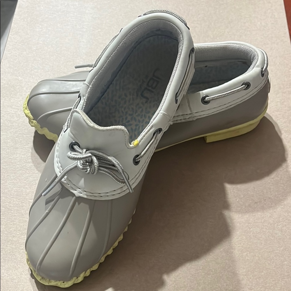 JBU Gray Waterproof Shoes with Yellow Accents